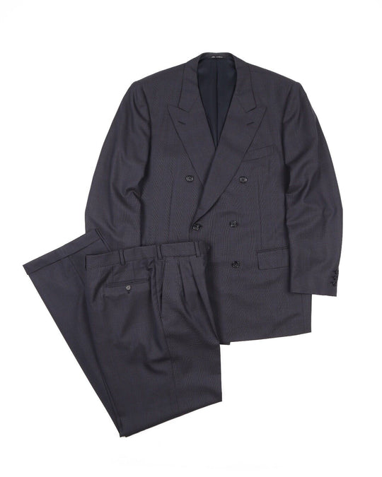 RAVAZZOLO Double Breasted Suit Gray Blue Check Wool Men's Size 54 IT / 44 US