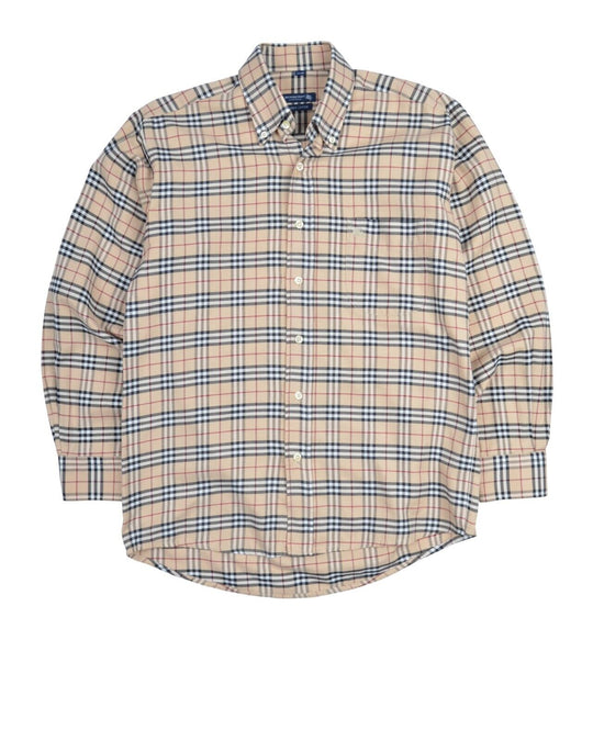 BURBERRY Shirt Beige Classic Nova Check Cotton Mens Size 37 / 38