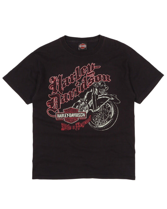Men's HARLEY DAVIDSON Black Big Logo Moto Biker T-Shirt Size M