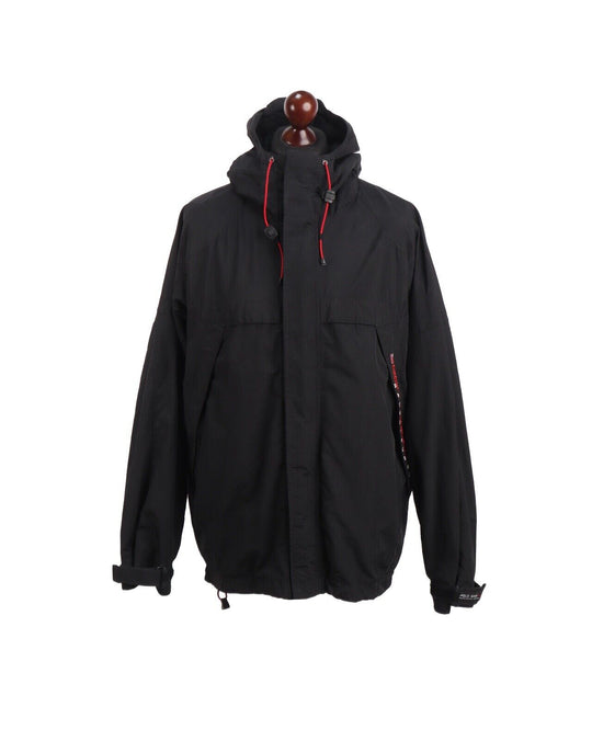 Vintage Polo Sport RALPH LAUREN Jacket Black Hooded Men's Windbreaker Size XL