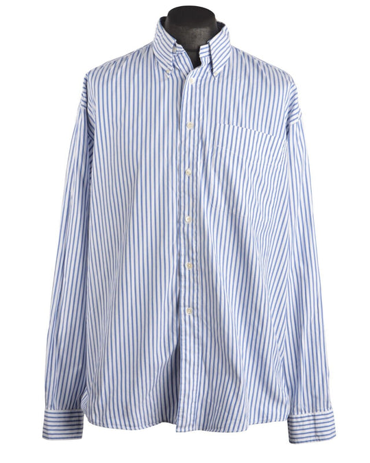 Men's GANT Blue Striped  Cotton Button-Down LS Pinpoint Oxford Shirt Sz XL
