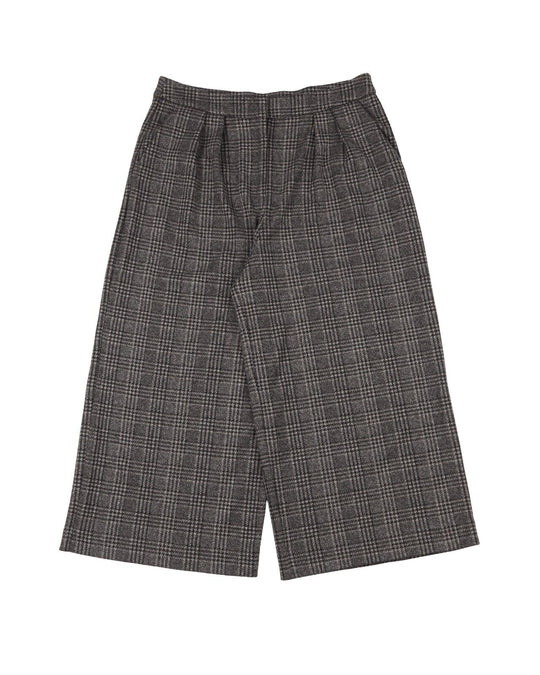 LA TRICOT PERUGIA Pants Grey Check Viscose Wide Leg Womens Cropped Trousers L