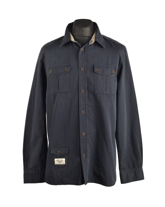 Men's ONE TRUE SAXON Navy Blue Cotton Overshirt Size XL