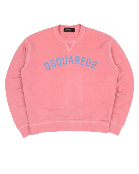 Men's DSQUARED2 Dyed Pink Logo Cotton Sweatshirt Size L