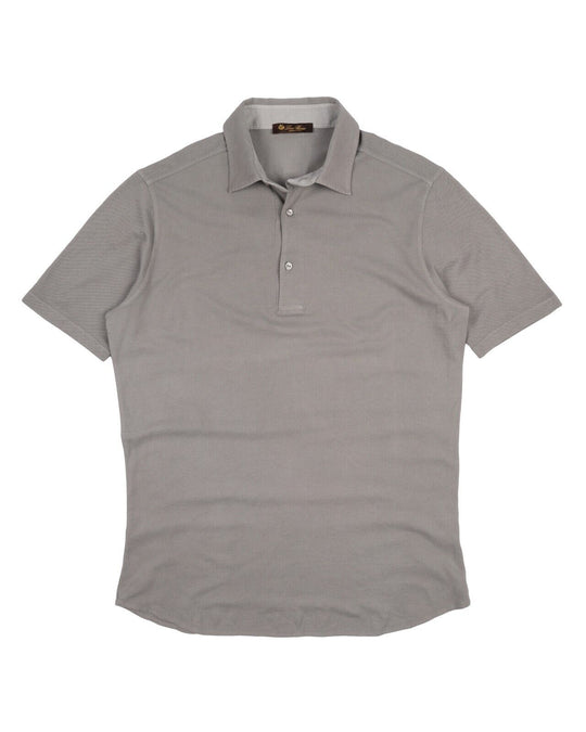 LORO PIANA Polo Shirt Grey Cotton Short Sleeve Men's Size L