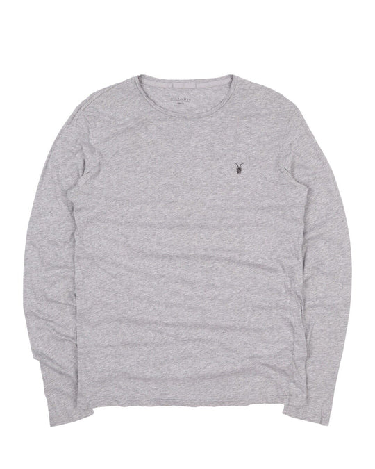 Men's ALLSAINTS Grey Melange Cotton Long Sleeve T Shirt Size S