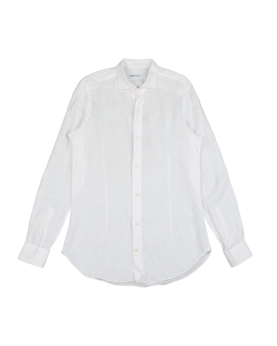 VINCENZO DI RUGGIERO Napoli Shirt White Linen Mens Button Down Top Size 15.5-39