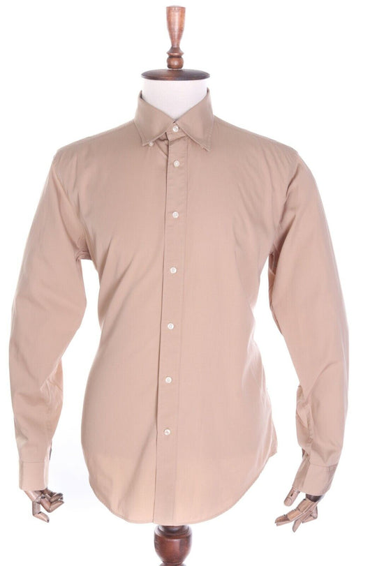 Men's BARBOUR Beige 100% Cotton LS Dress Tartan Shirt Size L