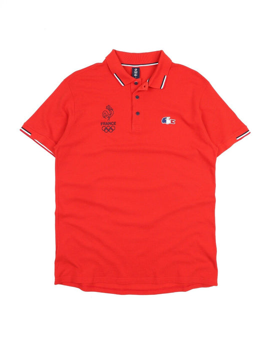 LACOSTE Polo Shirt Red Cotton Olympic Team France Men's Size 5 / L