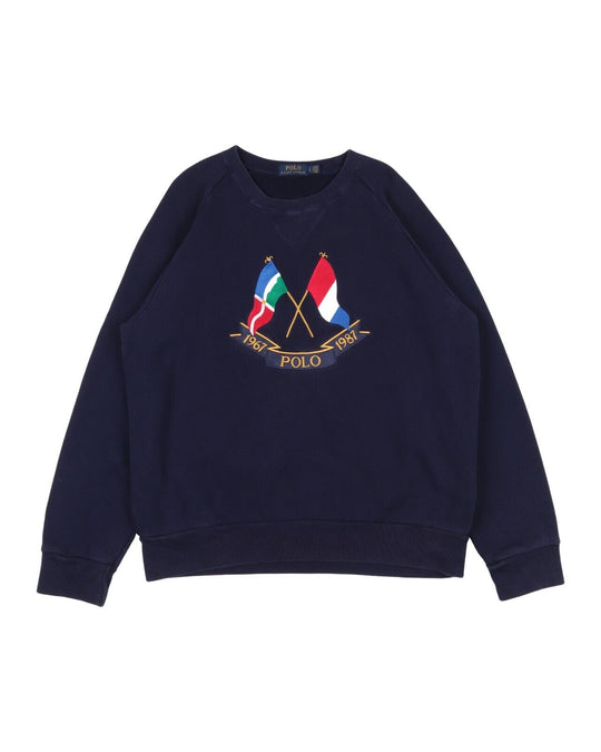 POLO RALPH LAUREN Sweatshirt Navy Cotton Men's Cross Flag Pullover Size L