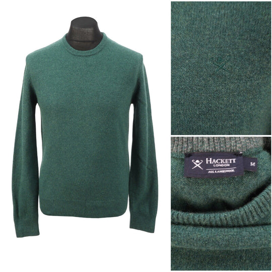 HACKETT London Green Wool Crew Neck Men's Pullover Jumper Size M