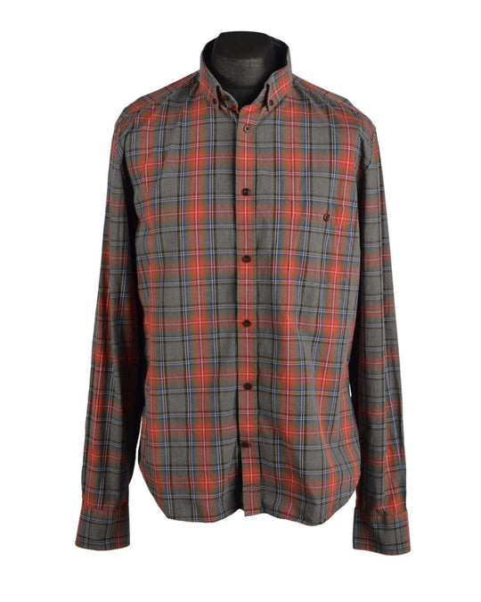 Men's HACKETT London Multicolor Check 2Ply Cotton Shirt Size XL