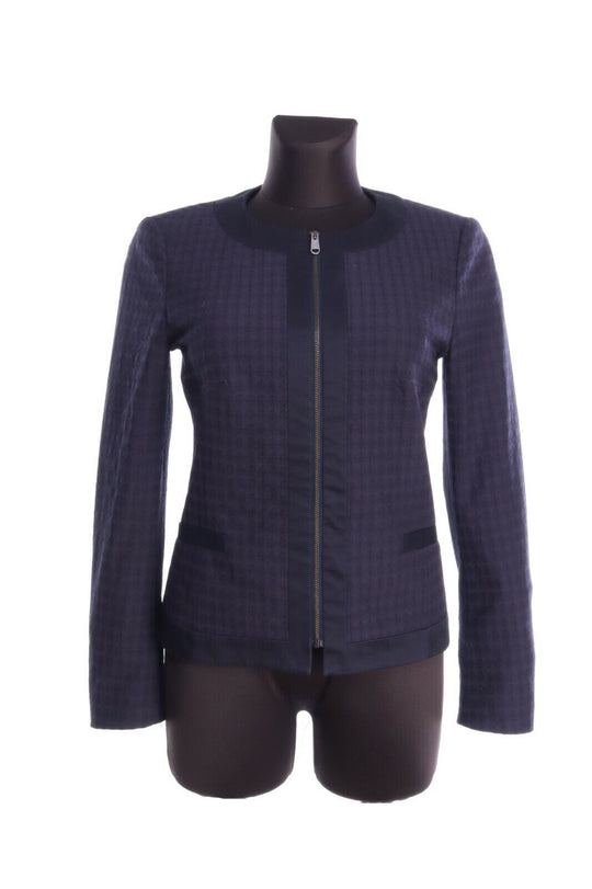 HUGO BOSS Ceket Navy Viscose Collarless Blazer Jacket Size 40