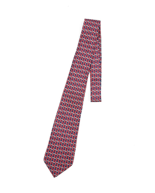HERMES Paris Tie Blue Snake Print Silk Men's Woven Necktie