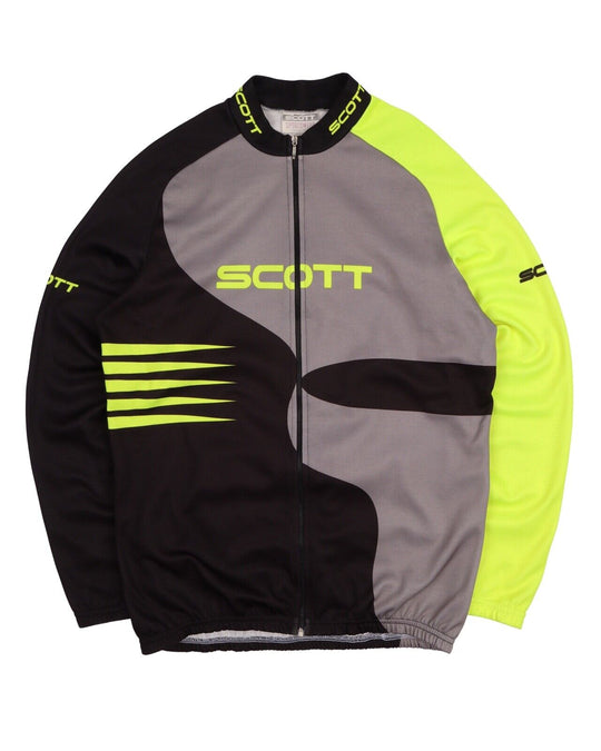 Men's Vintage SCOTT Bike Grey Track Bicycle Zip Jersey Longsleeve Size ~ M