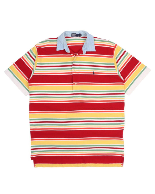 Men's Vintage POLO RALPH LAUREN Striped Cotton Polo Shirt Size L