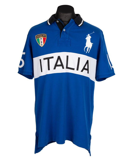 RALPH LAUREN Polo Shirt Blue Italia Custom Fit Pique Cotton Men's Size XL