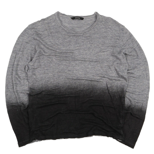 Men's ZADIG VOLTAIRE Grey Black Gradient Linen V Neck Jumper Size XL