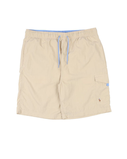 POLO RALPH LAUREN Swim Shorts Beige Nylon Men's Elastic Waist Bermuda Size L