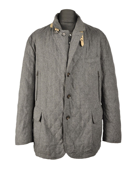 LODENFREY Country Frey Jacket Quilted Gray Wool Blend Men's Size 58 IT