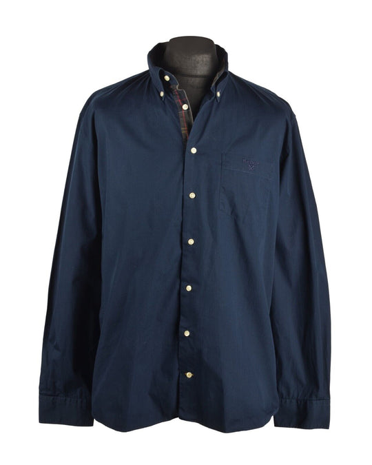 Men's BARBOUR Blue Navy Regular Fit Cotton LS Shirt Size XL