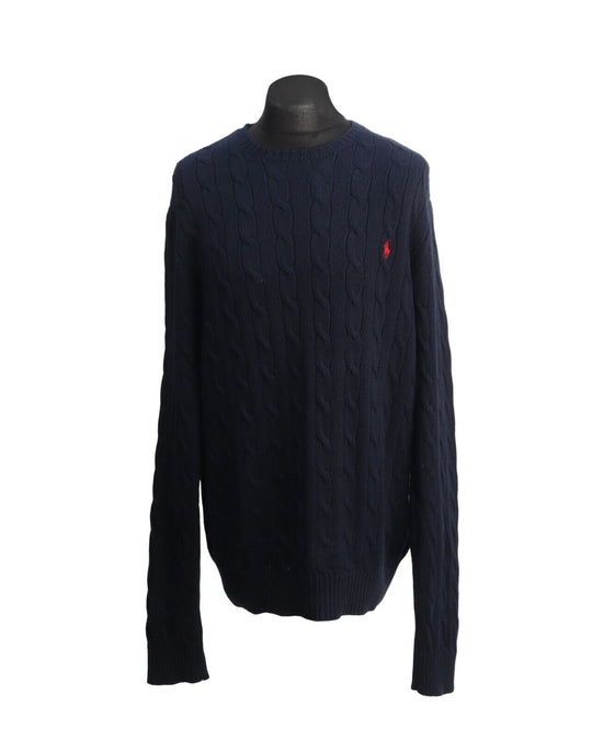 POLO By RALPH LAUREN Jumper  Navy Blue Cable Knit Cotton Men's Crew Neck Size XL