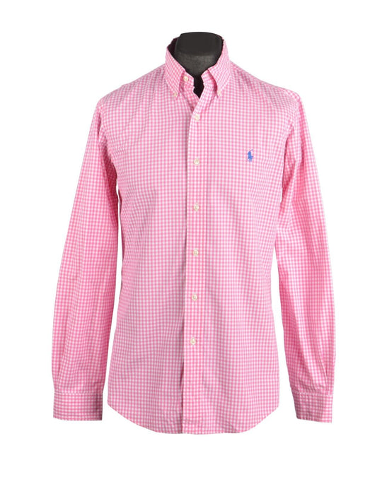 RALPH LAUREN Pink Gingham Check Men's Cotton Shirt 15.5 - 39 / M