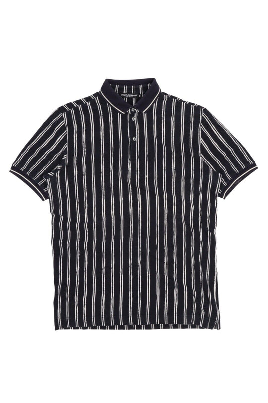 Men's DOLCE & GABBANA Navy Blue Striped Polo Shirt Size 48 / M