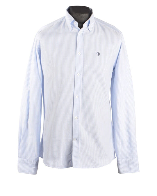 Men's Bogner Blue Cotton Striped Oxford Shirt Size 39 / S