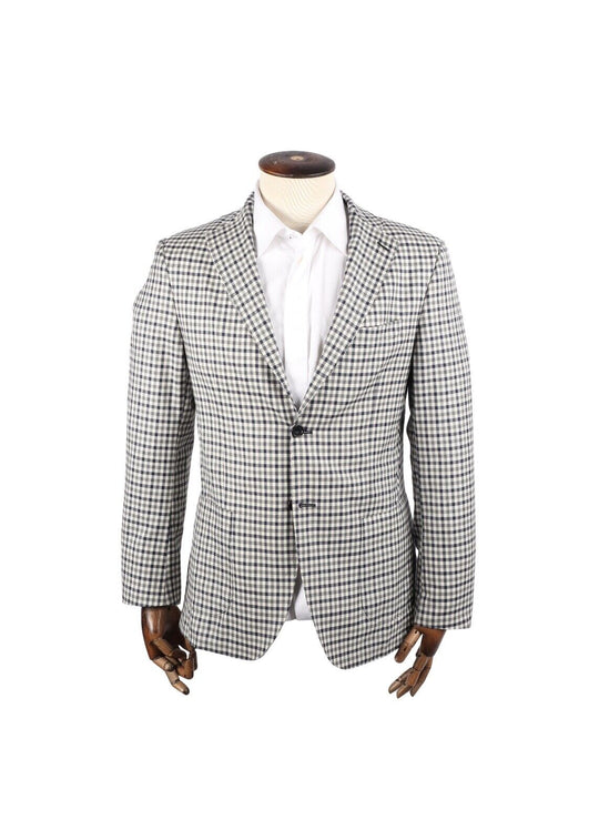 BOGGI Sport Coat Blue Check Wool Unlined Blazer Men's Size 48 IT