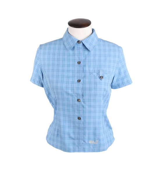 JACK WOLFSKIN Shirt Blue Check  Short Sleeve Women's Size 36