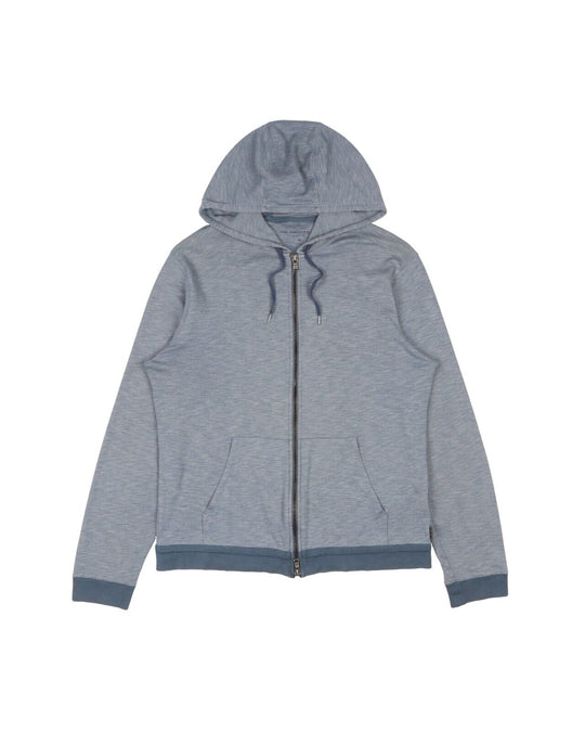JOHN VARVATOS Full Zip Hoodie Navy White Pima Cotton Men's Long Sleeve Size M