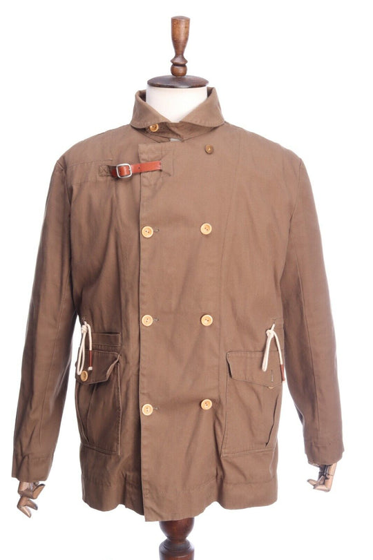 FOLK Brown Cotton Double-Breasted Coat Jacket Size 4