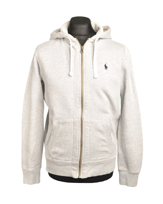POLO RALPH LAUREN Hoodie Gray Cotton Full Zip Jumper Men's Size M