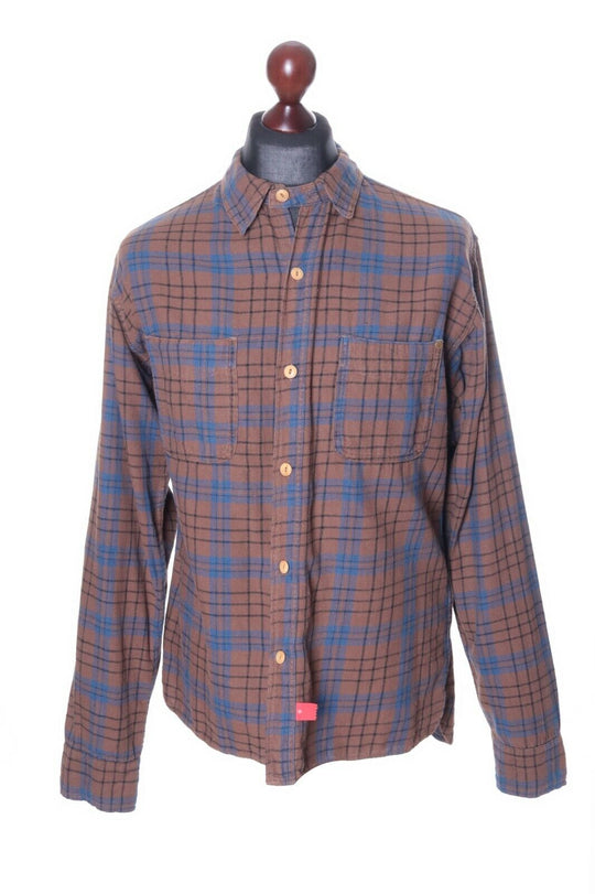 Men's ANACHRONORM Brown Sanforized Cotton Workwear Shirt Size 2 Made in Japan