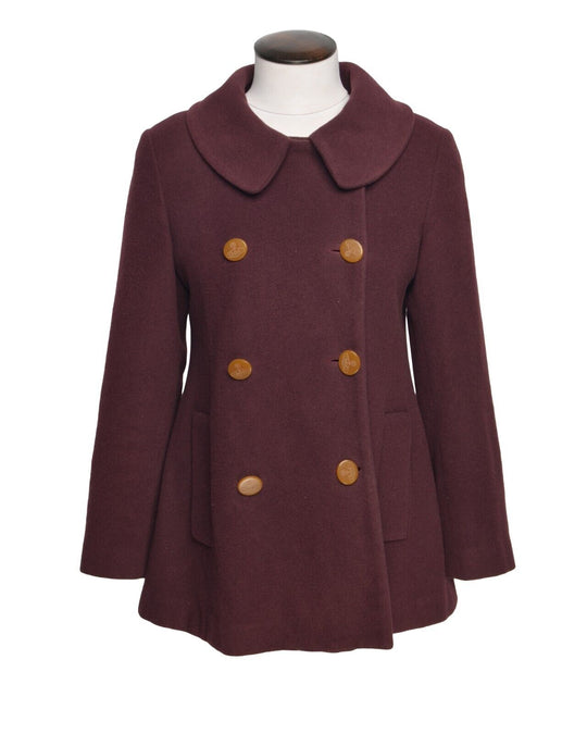 VIVIENNE WESTWOOD Red Label Double Breasted Coat Burgundy Camel Hair Size 40 IT