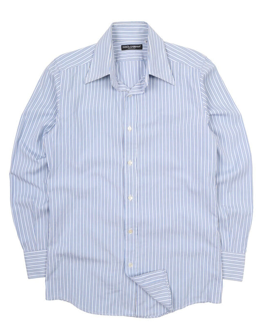 Men's DOLCE & GABBANA Italy Blue Striped Cotton Shirt Size 39 / 15.5