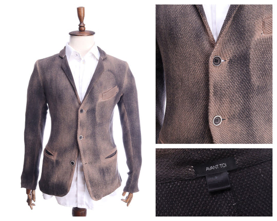 Avant TOI Avant Garde Grey Beige Knitted Dyed Blazer Jacket Size S