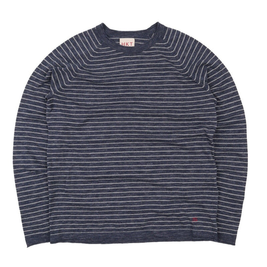 Men's HACKETT London Blue Cotton Striped Crew Neck Summer Jumper Size s