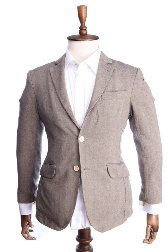 HACKETT LONDON Beige Wool Grenadine Pattern Blazer Jacket Size 36 / 46 R