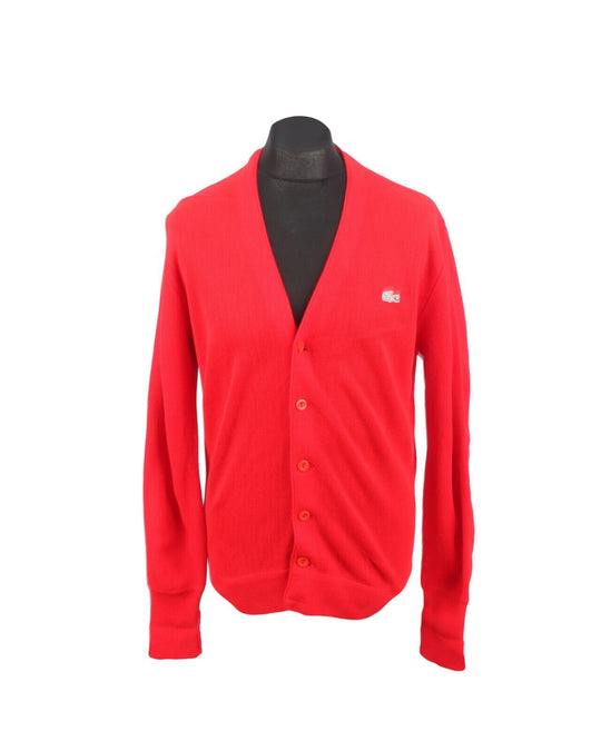 LACOSTE Cardigan Red Men's Silver Croc Jumper Size 7 / L