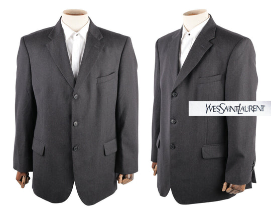 Men's YVES SAINT LAURENT Grey Wool Blazer Jacket Size 46 US / 56 IT