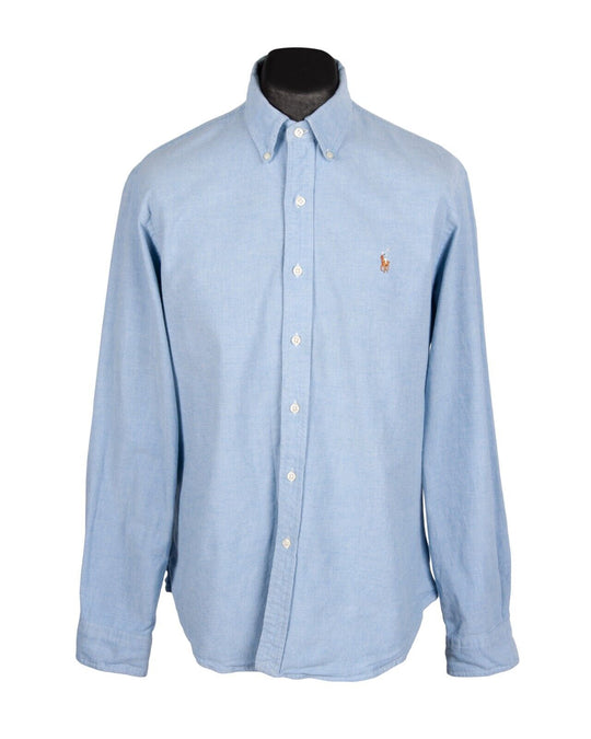 RALPH LAUREN Shirt Blue Oxford Cotton Mens Slim Fit Button Down Size XL