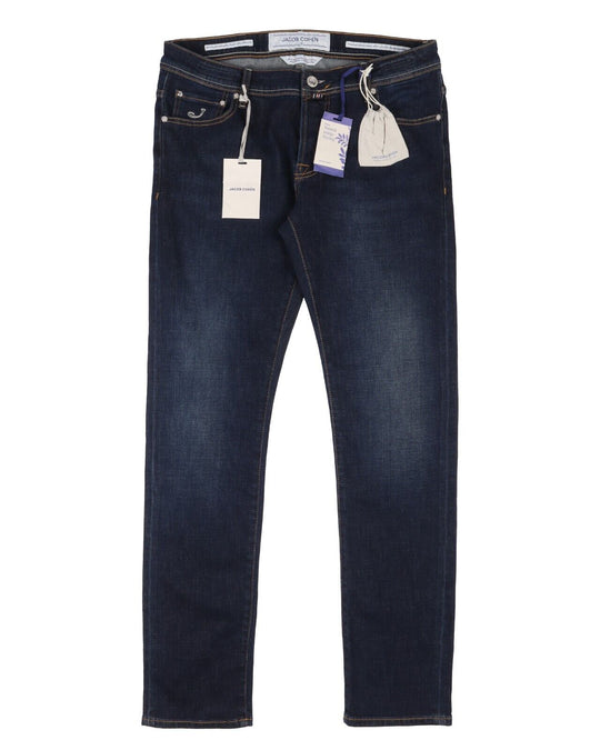 JACOB COHEN Jeans Navy Faded Denim Cotton Men's Button Fly Pants Size 34 NWT