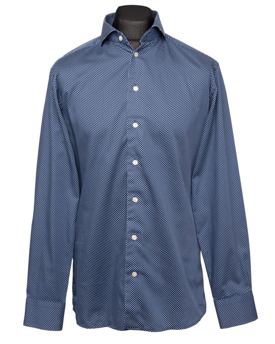 ETON Dress Shirt Navy Polka Dot Cotton Men's Slim Fit Size 41 /16 / L