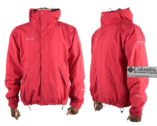 Men's COLUMBIA Red Tech Outdoor GTX Gore Tex Rain Coat Jacket Size M