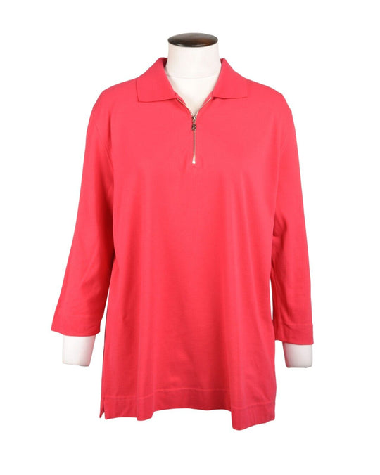 BOGNER Quarter Zip Sweater Pink Cotton Collared Womens Pullover Style Size EU 48
