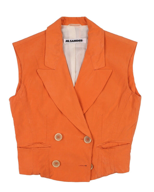 JIL SANDER + Vest Orange Viscose Double Breasted Women's Waistcoat Size 34 IT