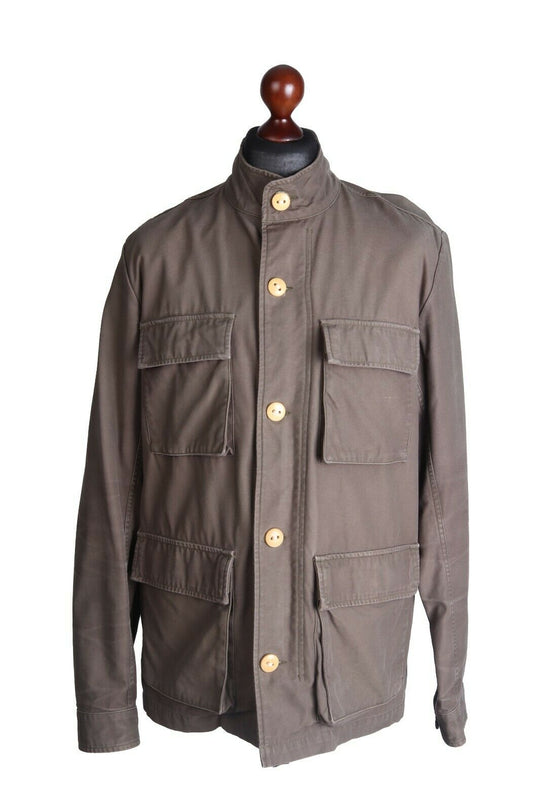 Men's CARHARTT Olive 100% Cotton Military Multipocket Zip Operator Jacket Size L