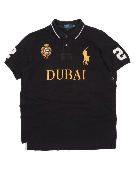 Men's POLO RALPH LAUREN Black Dubai Big Pony Pique Polo Shirt Size XL